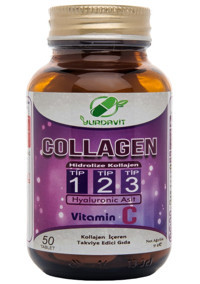 Collagen Type 1-2-3 Hyaluronic Acid Vitamin C Aromasız Yetişkin Vitamin 50 Tablet