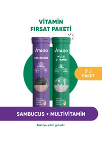 Vitago Sambucus Vitamin C Çinko + Multivitamin Ginseng Karamürverli Yetişkin Vitamin 20 Tablet