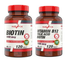 Nevfix Biotin + Vitamin B12 Folic Acid Aromasız Yetişkin Vitamin 120 Tablet