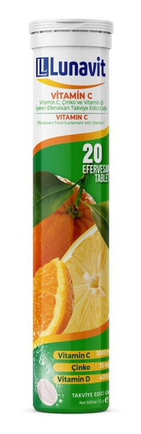 Lunavit Vitamin C Aromasız Yetişkin Vitamin 20 Tablet