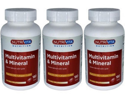 Nutrivita Multivitamin Mineral Aromasız Yetişkin Vitamin 3x180 Tablet