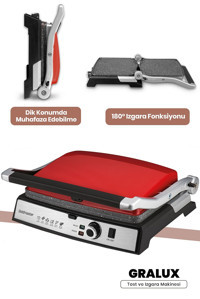 Goldmaster Gralux 6 Dilim Granit Çıkartılabilir Plaka Tek Yönlü 2000 W Izgaralı Kırmızı Tost Makinesi