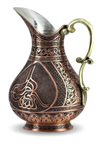 Sultan Cam 1 lt Kapaklı Sürahi Bakır