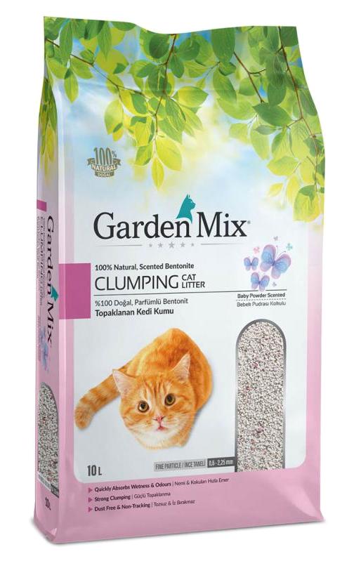 Gardenmix Bebek Pudralı Topaklanan İnce Taneli Bentonit Kedi Kumu 2x10 lt