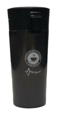 Penguen Black Coffe Mug Png-3044 Çelik 350 ml Termos Siyah