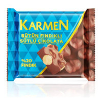 Karmen Kare Fındıklı Sütlü Çikolata 2x80 gr