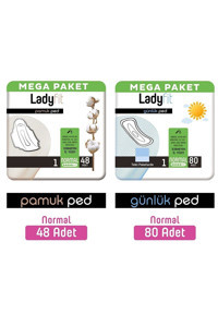 Lady Fit Pamuk Organik Antialerjik Orta Normal 128'li Hijyenik Ped 2 Adet