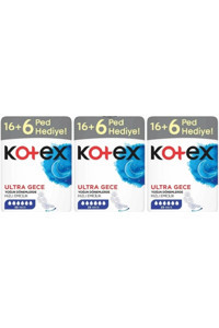 Kotex Organik Antialerjik Orta Gece 22'li Hijyenik Ped 3 Adet