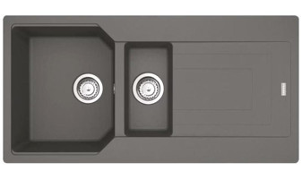 Franke Urban UBG 651-100 500 mm Damlalıklı Tezgah Üstü 1.5 Gözlü Dikdörtgen Sağ Granit Eviye Antrasit