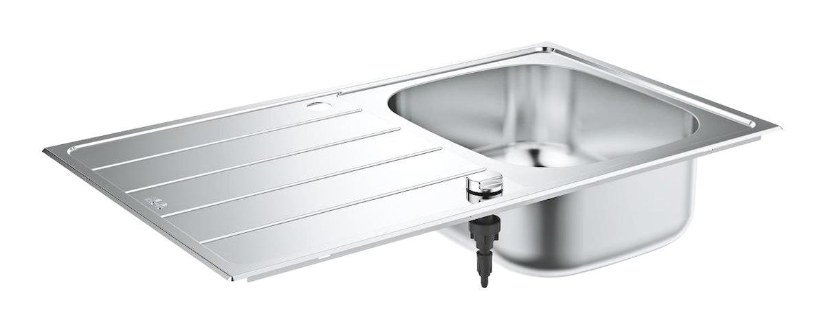 Grohe K200 - 31552SD1 500 mm Damlalıklı Tezgah Üstü Tek Gözlü Dikdörtgen Sağ Paslanmaz Çelik Eviye Gri