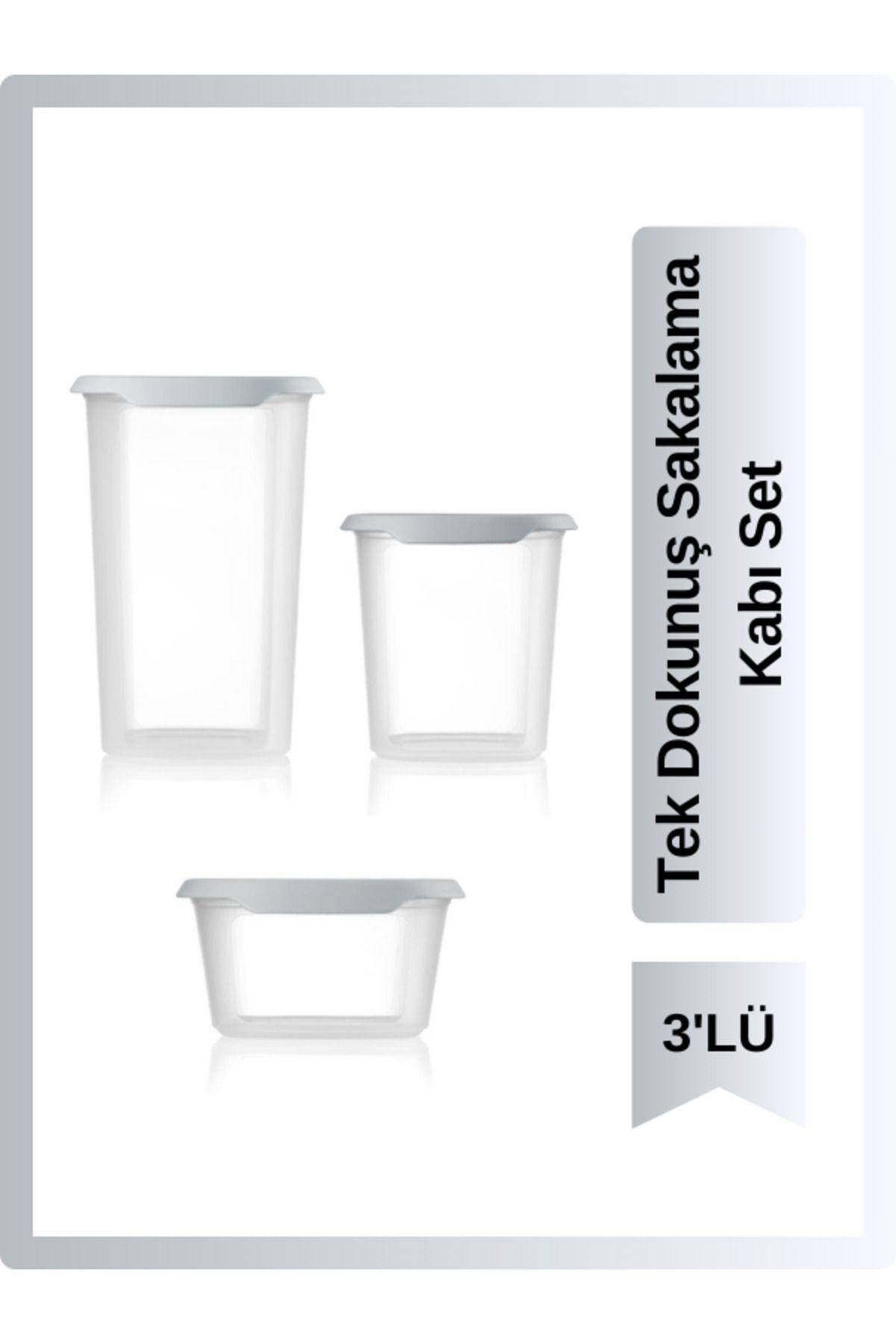 Tupperware 3 Parça Kare - Silindir Plastik Saklama Kabı