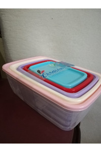 Zambak 5 Parça Dikdörtgen Plastik Saklama Kabı