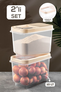 Meleni Home 2 Parça Dikdörtgen Plastik Saklama Kabı 2x10 lt