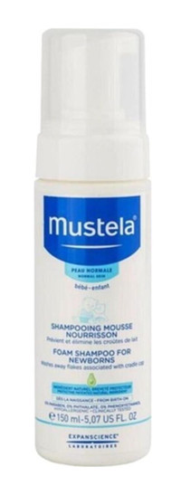 Mustela Köpüklü Konak Önleyici Göz Yakmayan Hipoalerjenik Yenidoğan Normal Ciltler İçin Hindistan Cevizli Bebek Şampuanı 150 ml