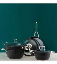 Jumbo Dublin Black 7 Parça Granit Tencere Seti