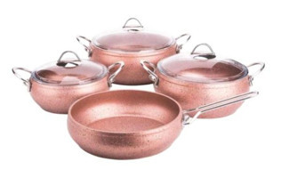 Özkent Rose 7 Parça Granit Tencere ve Tava Seti