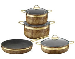 Brioni Royal Stone 7 Parça Granit Tencere ve Tava Seti