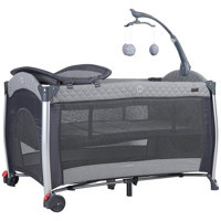 Prego 8032 City Life Alüminyum 25 kg Kapasiteli Taşınabilir Ara Katlı 120x70 cm Sallanan Park Yatak Gri