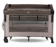 Babyhope 25 kg Kapasiteli Taşınabilir Ara Katlı 110x70 cm Sallanan Park Yatak Kahverengi