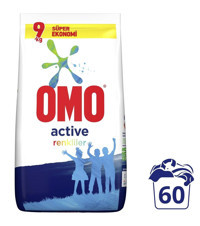 Omo Active Fresh Renkliler İçin 60 Yıkama Toz Deterjan 9 kg