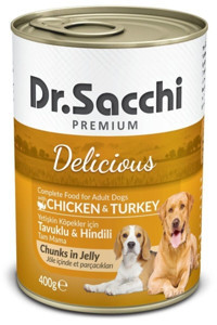 Dr.sacchi Delicious Hindi Aromalı Parça Etli Yetişkin Köpek Maması 400 gr Tekli