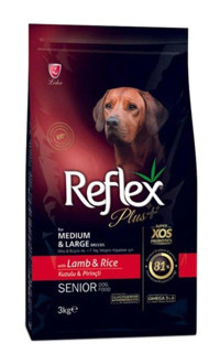 Reflex Plus Senior Kuzu Etli Aromalı Yetişkin Köpek Maması 3 kg Tekli