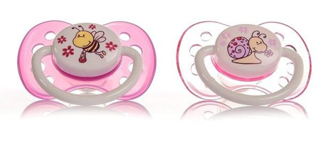 Baby Plus YP-210230 0-6 Ay Kiraz Uçlu Damaklı Silikon 2'li Emzik Şeffaf Pembe