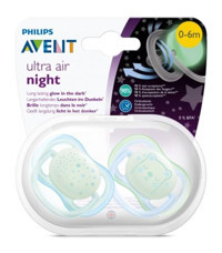 Philips Avent Ultra Air Nighttime 0-6 Ay Fosforlu Delikli Ortodontik Silikon Emzik Fuşya