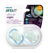 Philips Avent Ultra Air Night 6-18 Ay+ Ortodontik Kiraz Uçlu Damaklı Silikon 2'li Emzik Çok Renkli