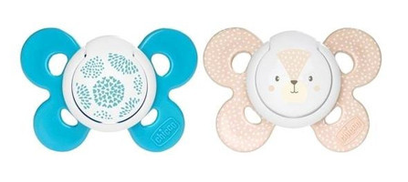 Chicco Physio Comfort 6-18 Ay+ Ortodontik Damaklı Silikon 2'li Emzik Mavi-Krem