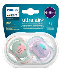 Philips Avent Ultra Air 6-18 Ay+ Kiraz Uçlu Silikon 2'li Emzik Şeffaf