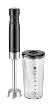 Zwilling Enfinigy 600 ml Plastik Hazneli Turbolu Çift Bıçaklı 3'lü El Blender Siyah