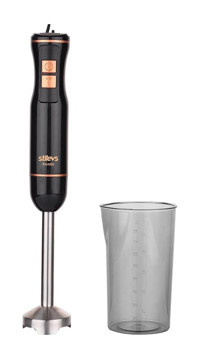 Stilevs Kendo 800 ml Plastik Hazneli Turbolu Çift Bıçaklı 3'lü El Blender Bakır-Siyah