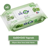 Silyon Aloe Vera 90 Yaprak 6'lı Paket Islak Mendil