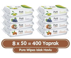 Pure Baby Pure Wipes 50 Yaprak 8'li Paket Islak Mendil