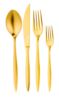 Aryıldız Noble Parlak 24 Parça 6 Kişilik Çatal Kaşık Bıçak Takımı Gold