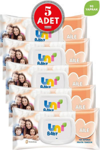 Uni Baby Aile 90 Yaprak 5'li Paket Islak Mendil
