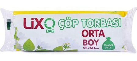 Lixo Orta Boy 55x60 cm Çöp Poşeti 20 Adet Mavi
