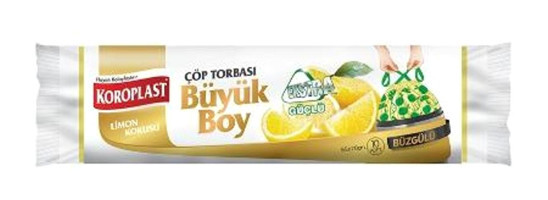 Koroplast Limon Kokulu Büzgülü Büyük Boy 65x70 cm Çöp Poşeti 2x10 Adet Sarı