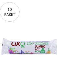 Lixo J-500 Büzgülü Jumbo Boy 80x110 cm Çöp Poşeti 100 Adet Siyah