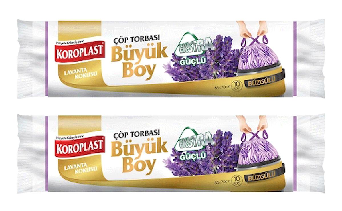 Koroplast Lavanta Kokulu Büzgülü Büyük Boy 65x70 cm Çöp Poşeti 24x10 Adet Mor