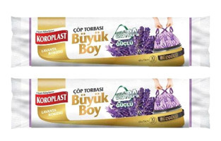 Koroplast Lavanta Kokulu Büzgülü Büyük Boy 65x70 cm Çöp Poşeti 2x10 Adet Mor