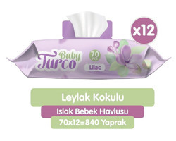 Baby Turco Leylak Kokulu 70 Yaprak 12'li Paket Islak Mendil