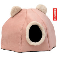 Xpermate Yuvarlak Tek Katlı Dış Mekan Peluş Kedi Evi Pembe