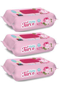 Baby Turco Rose 90 Yaprak 3'lü Paket Islak Mendil