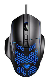 Aula F812 RGB Ergonomik Makrolu Kablolu Siyah Mavi Optik Gaming Mouse