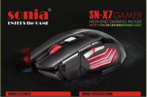 Sonia SN X7 RGB Ergonomik Makrolu Kablolu Siyah Optik Gaming Mouse