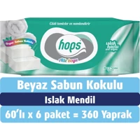 Hops Beyaz Sabun Kokulu 60 Yaprak 6'lı Paket Islak Mendil