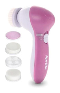 Aprilla Afm 2811 400 mAH Tüm Ciltler İçin 5 Başlıklı Fırçalı Pilli Titreşimli Yüz Temizleme Cihazı Pembe