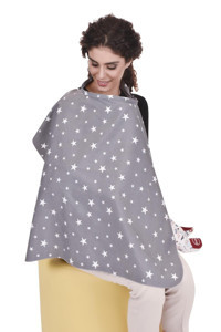 Sevi Bebe Art-6372 Yıldızlı Gri Emzirme Önlüğü Örtüsü